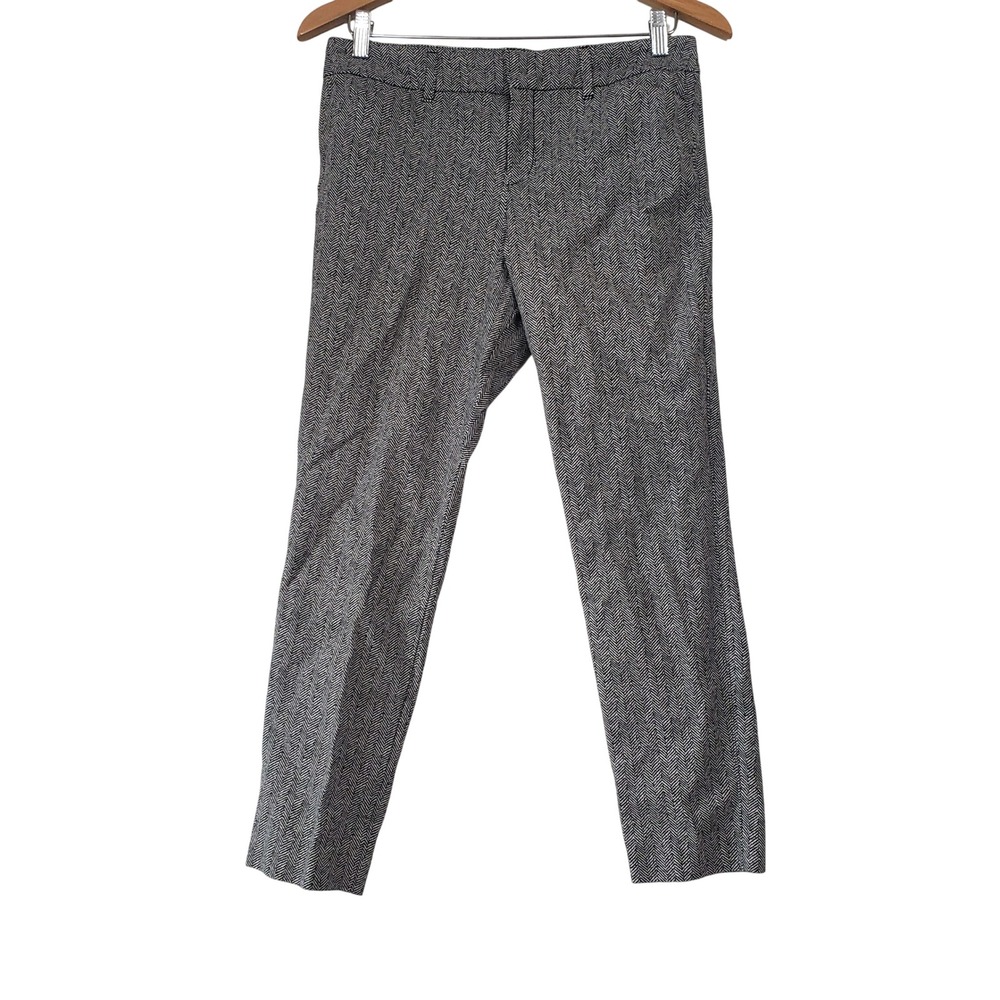 Old Navy Pixie Ankle Pants Womens 8 Black White Herringbone‎ Trousers Mid Rise